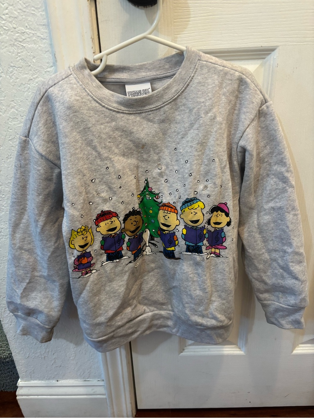 Peanuts Grey Kids Sweatshirt with Colorful Carolers Graphic
